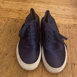 Vince Platform Sneakers, Navy Satin